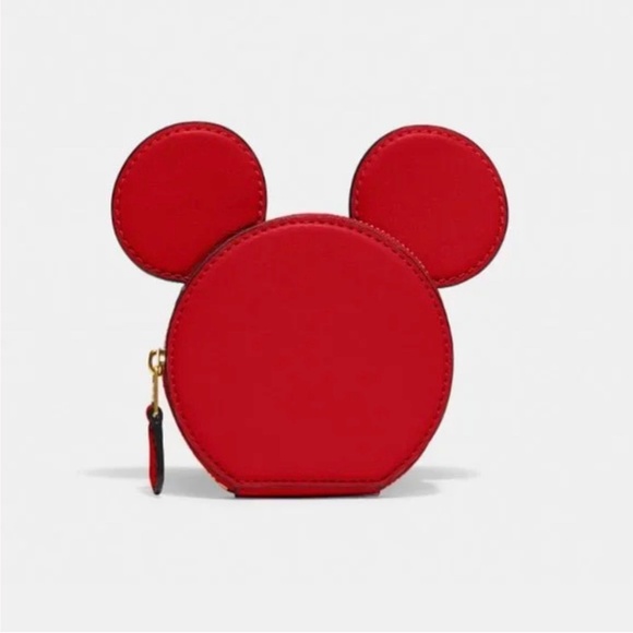 COACH X Disney Mickey Mouse Ears Red Leather Limited Edition Coin Purse - Picture 8 of 9